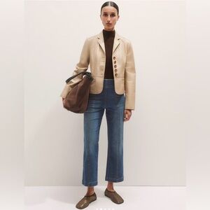 ME+EM Crop Travel Jean 25 Kick Flare 2 Stretch Denim full length on Petite